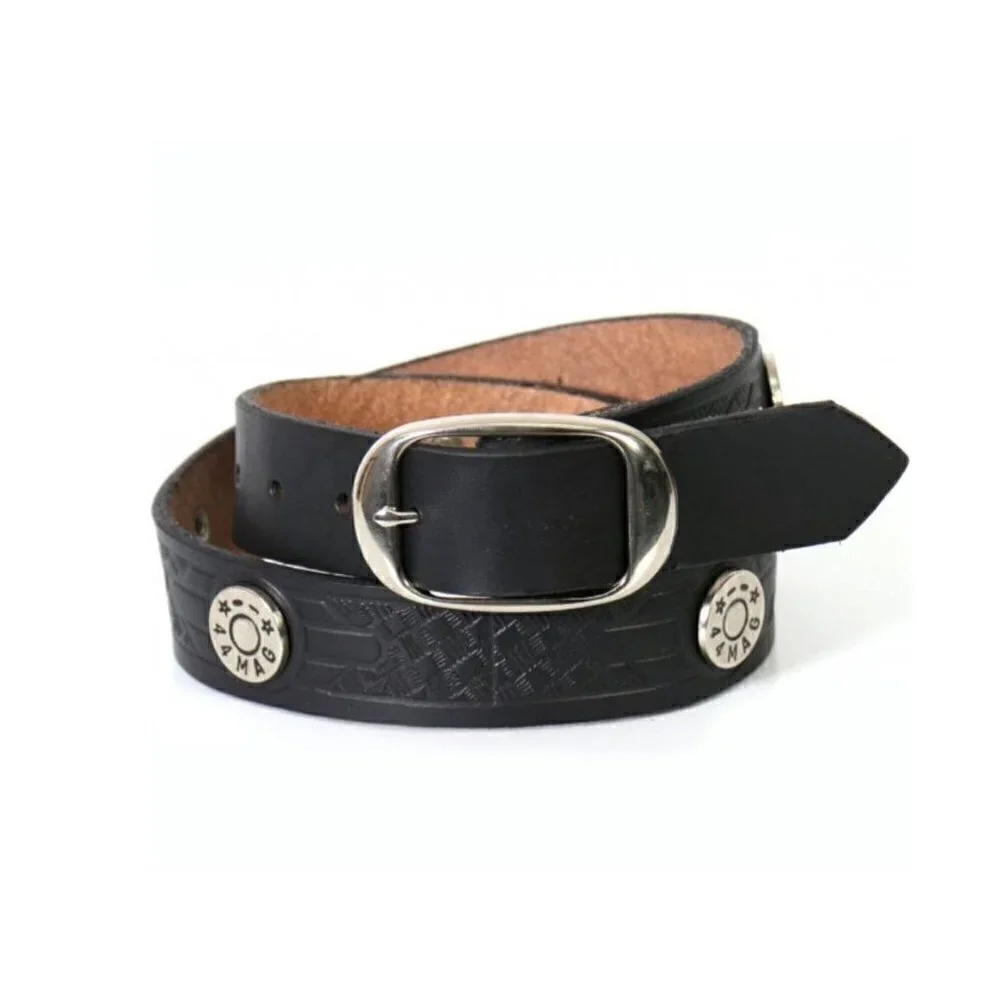 NWT Hot Leathers 44 Mag Studded Black Leather Belt #1